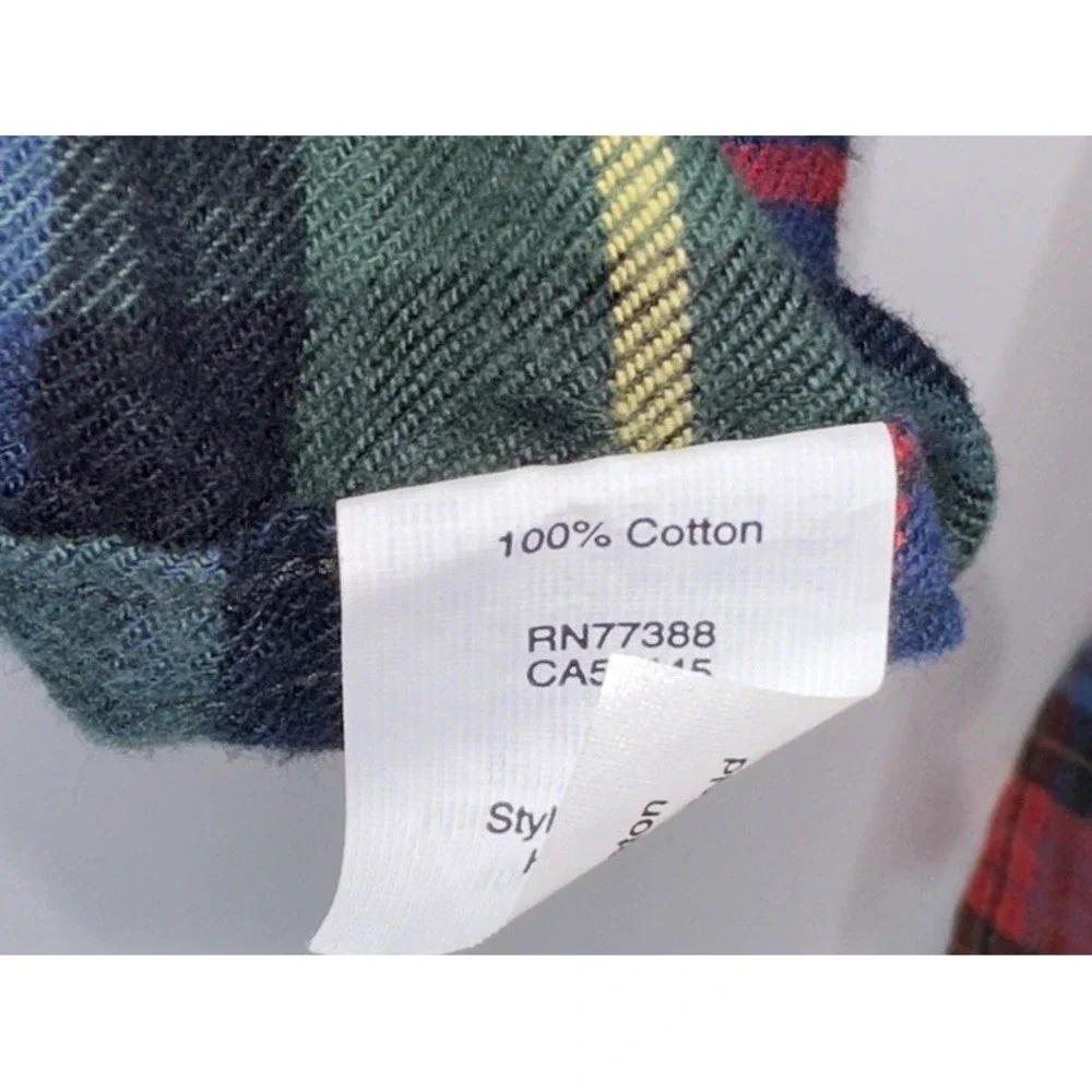 J Crew Mens Medium Patchwork Plaid Tartan Flannel Button Up‎ Long Sleeve Pocket